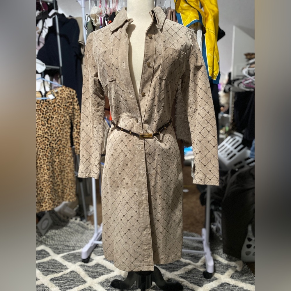 Vintage Mob Wife 90’s Y2K Wilson’s Leather Maxima Suede Trench Coat, Small